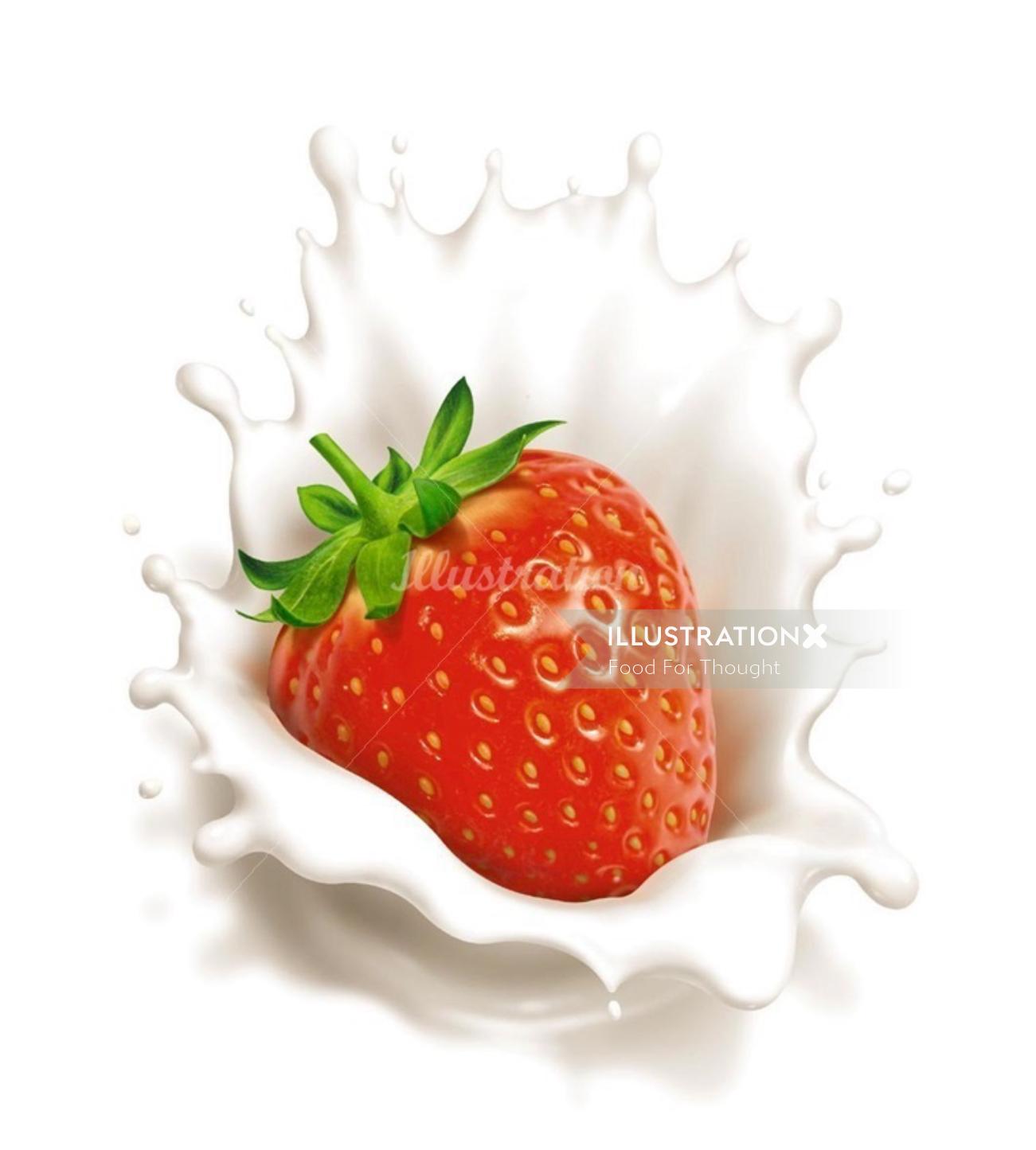 Illustration de nourriture au lait aux fraises