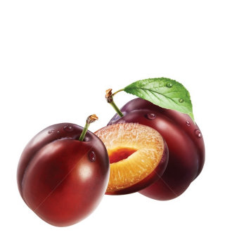 Ilustração gerada por computador de frutas de ameixa