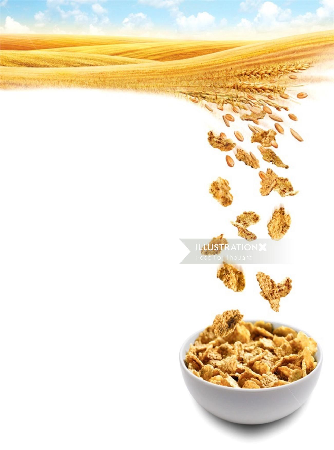 Illustration de nourriture de flocons de maïs