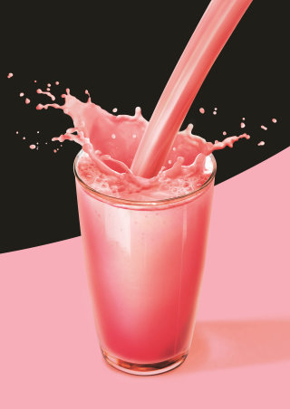 Uma imagem de um milkshake de morango
