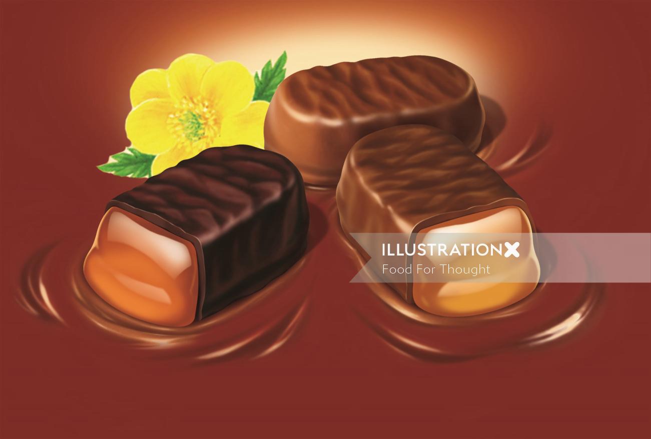 Illustration de barres de chocolat réalistes