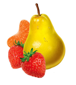 Ilustração 3D CGI de frutas