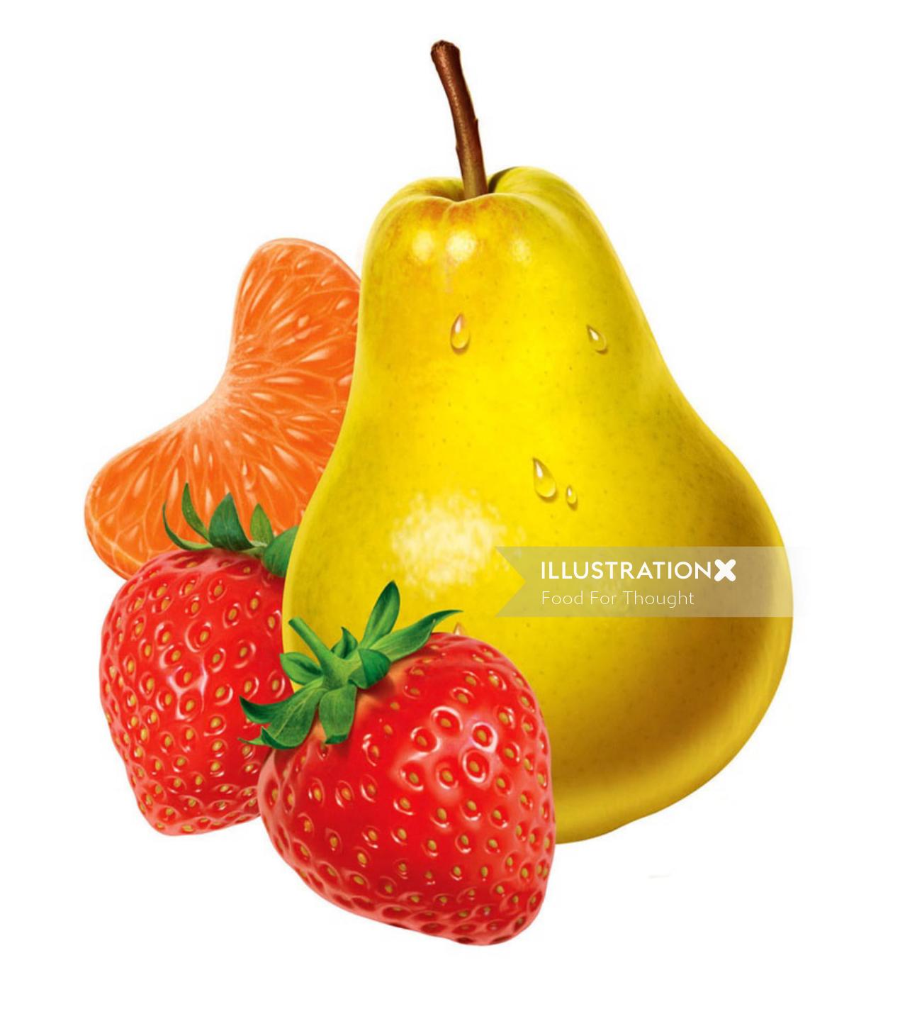 Illustration 3D CGI de fruits