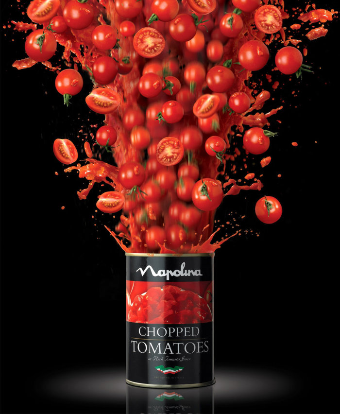 Affiche publicitaire des tomates hachées Napolina