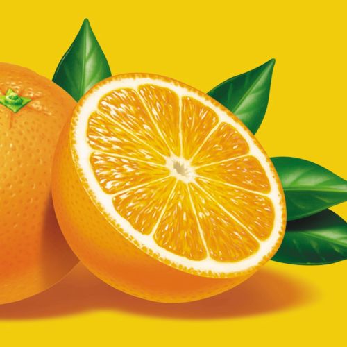 Oranges are shown in photorealism
