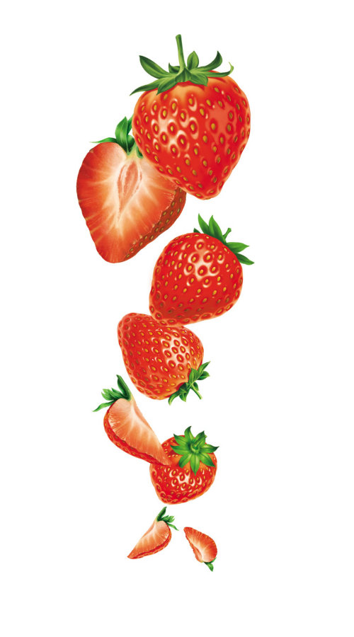 Strawberries portrayed in photorealism