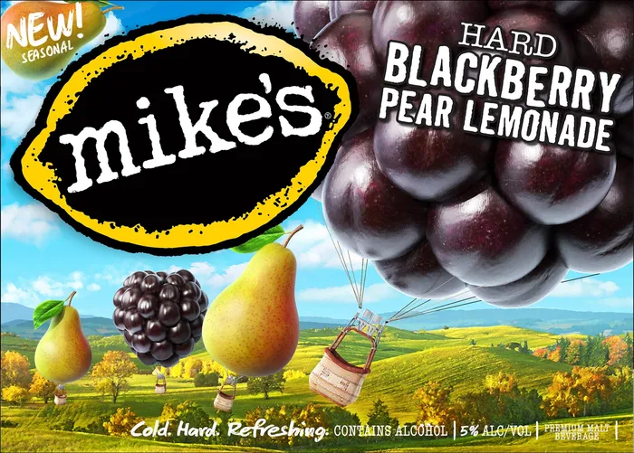 Advertising illustration of Mike's Hard Blackberry Pear Lemonade