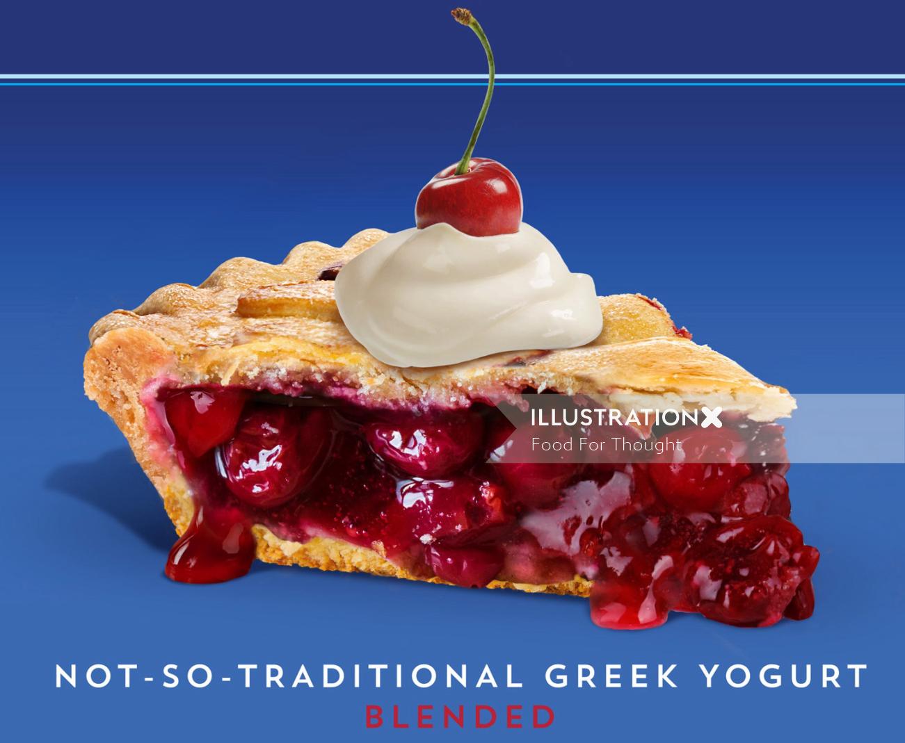 Image de tarte aux cerises pour la gamme de yaourts grecs Oikos
