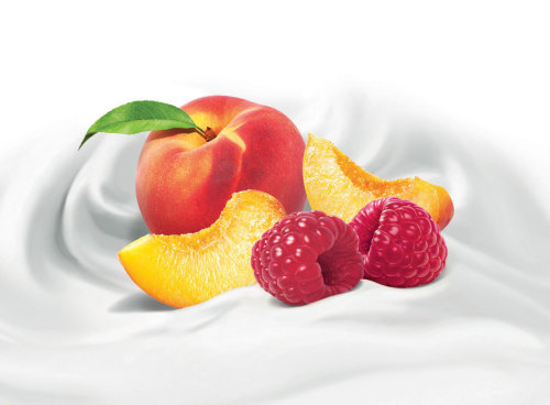 Front of pack art for Glenisk yogurt and fruits
