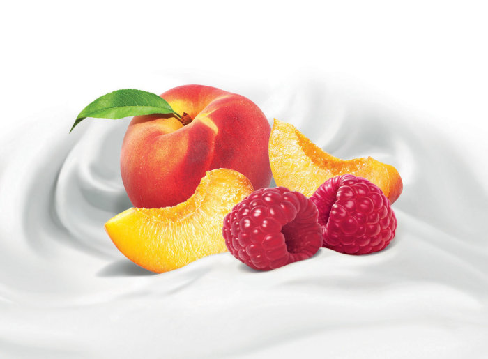 Glenisk 酸奶系列水果的逼真插图