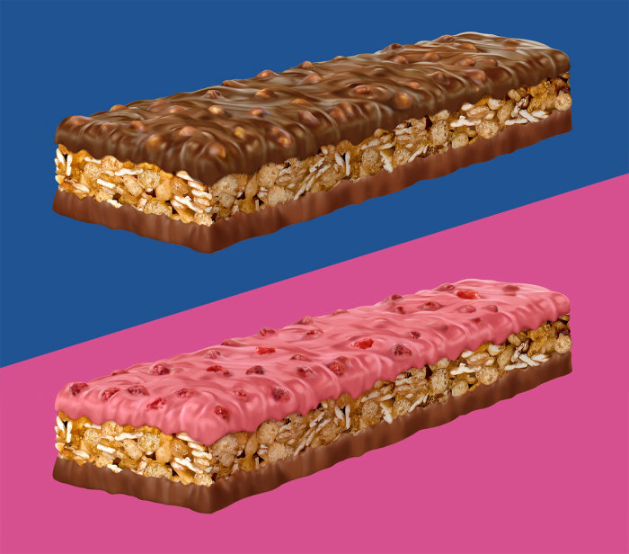 Digital painting of chocolate and Raspberry muesli bars