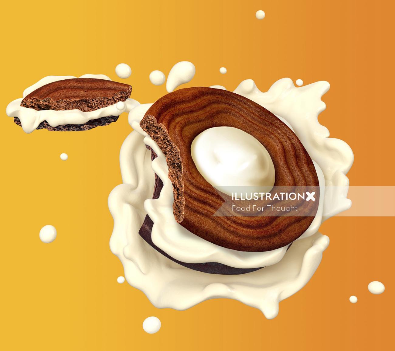 Illustration de biscuits au chocolat et à la crème