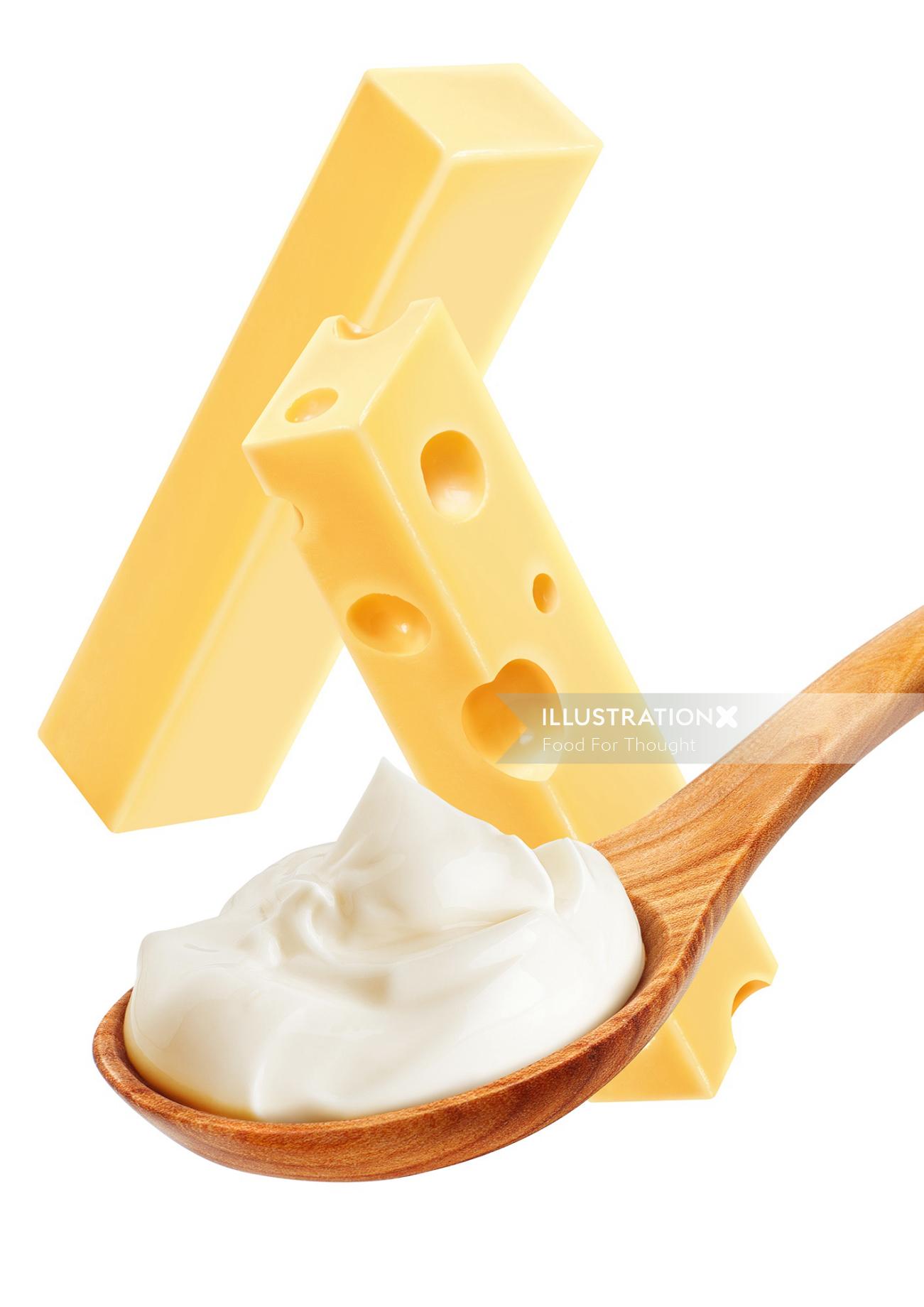 Illustration numérique de fromage à la crème