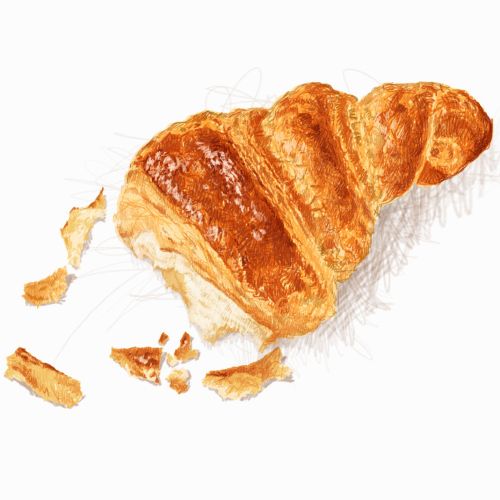 Croissant pencil sketch by Food For Thought
