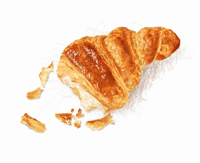 Croissant pencil sketch by Food For Thought