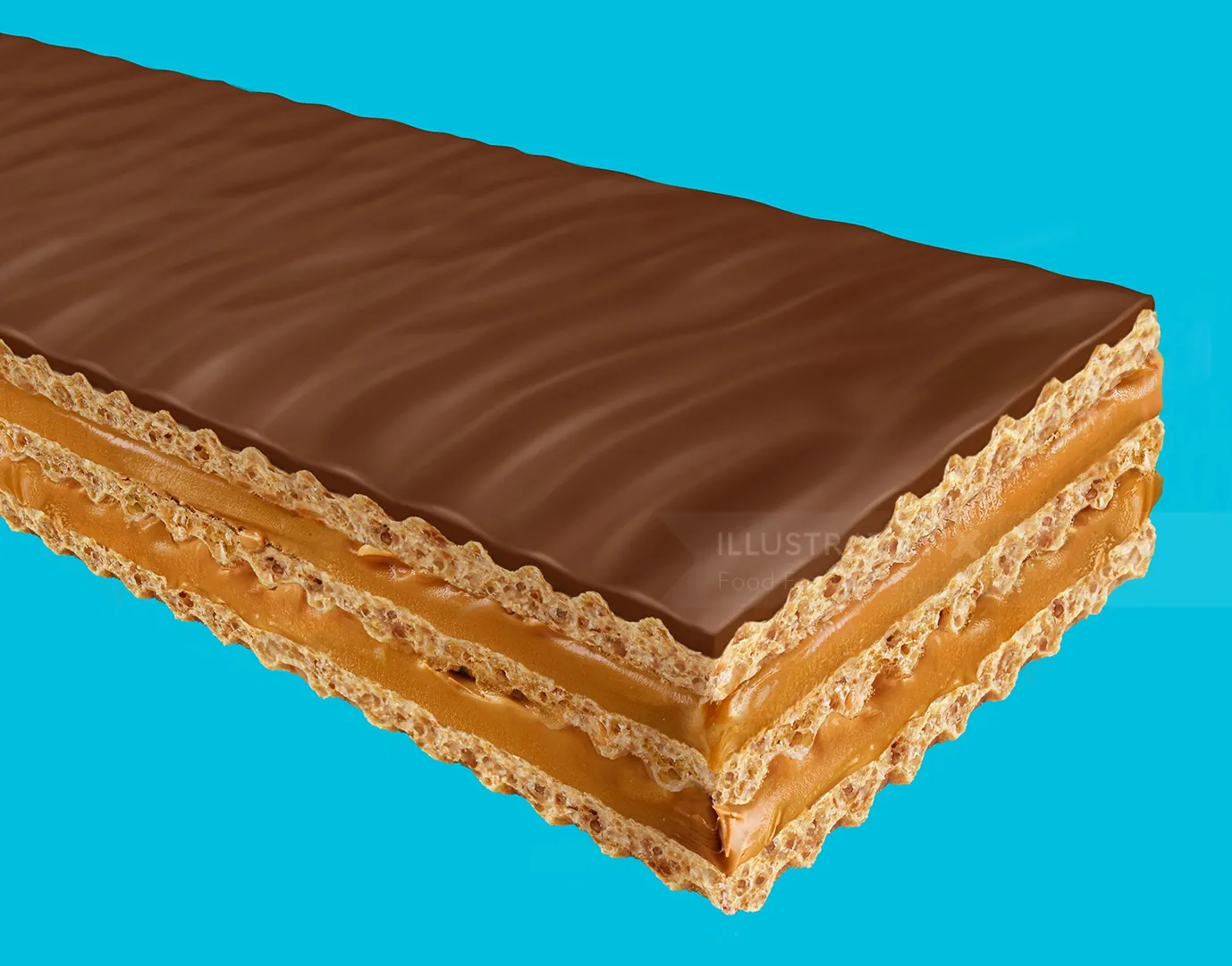 Chocolate coated peanut butter wafer with layered texture