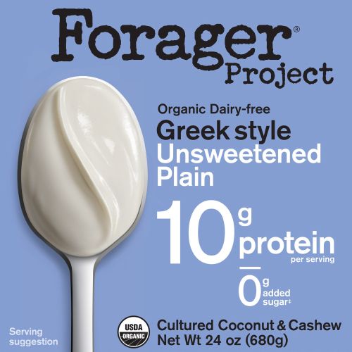 Spoonful of plain unsweetened Greek style organic yogurt