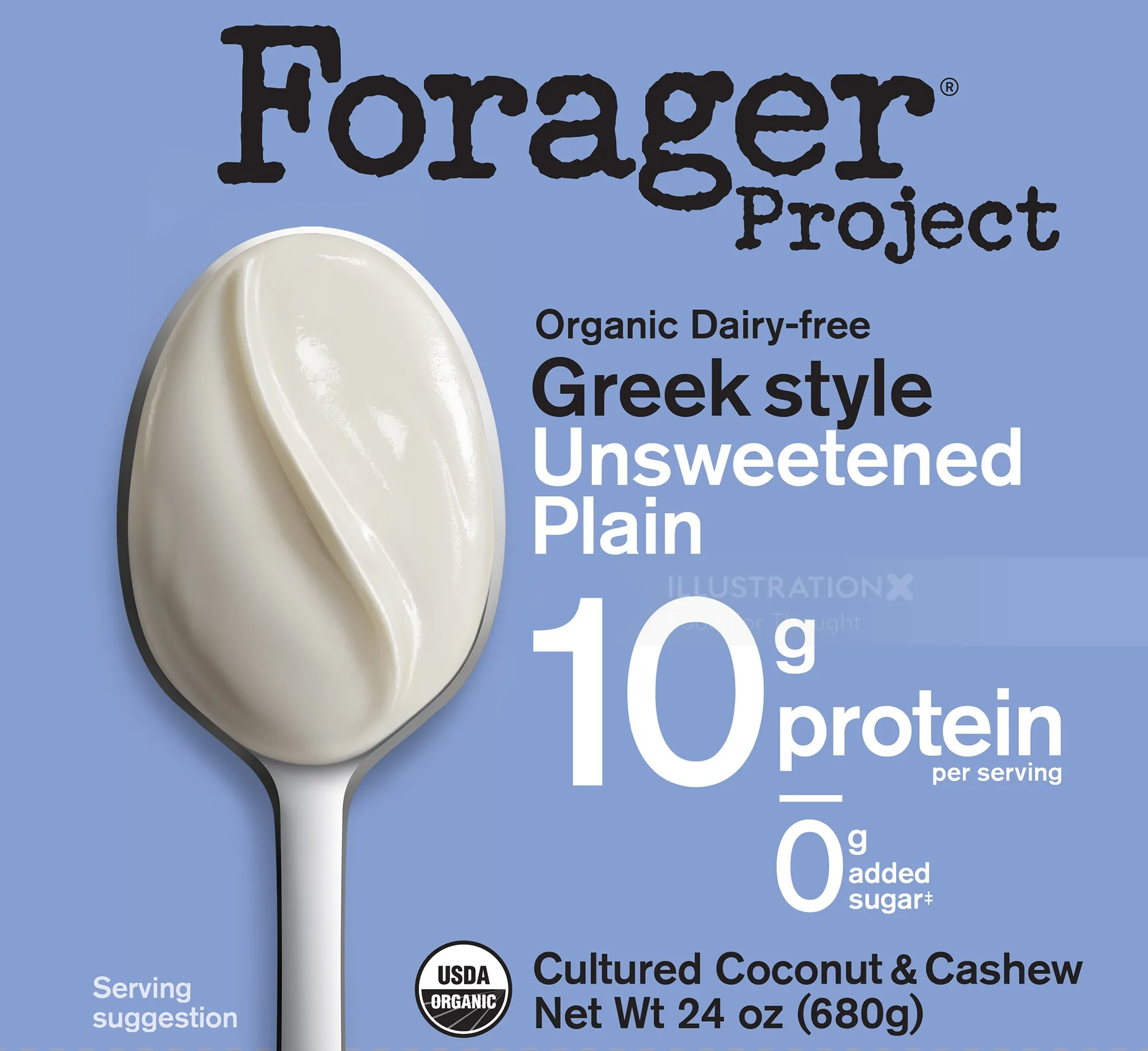 Ein Löffel Naturjoghurt nach griechischer Art, ungesüßt und biologisch.