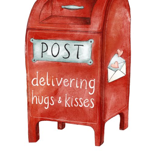 Cute vintage mailbox delivering hugs and kisses by Fox and Fables