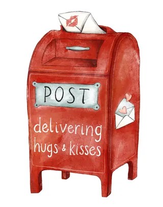 Cute vintage mailbox delivering hugs and kisses by Fox and Fables