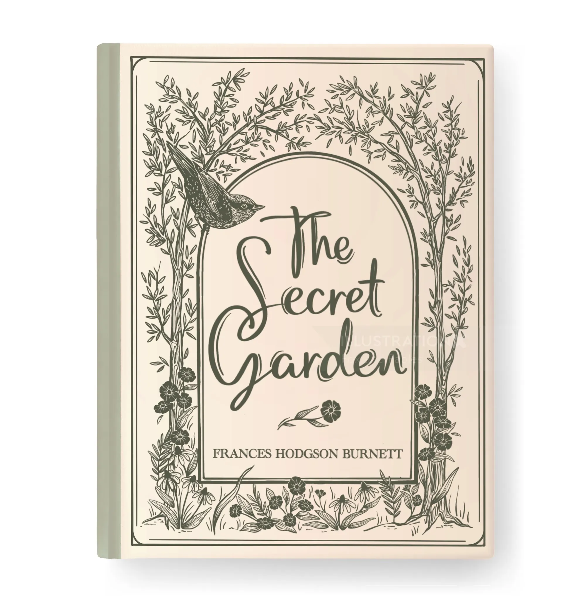 Book cover of The Secret Garden by Frances Hodgson Burnett, floral design by Fox and Fables