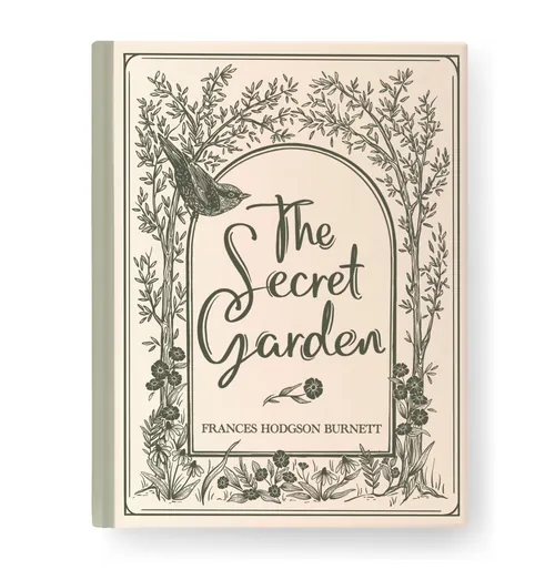 Book cover of The Secret Garden by Frances Hodgson Burnett, floral design by Fox and Fables