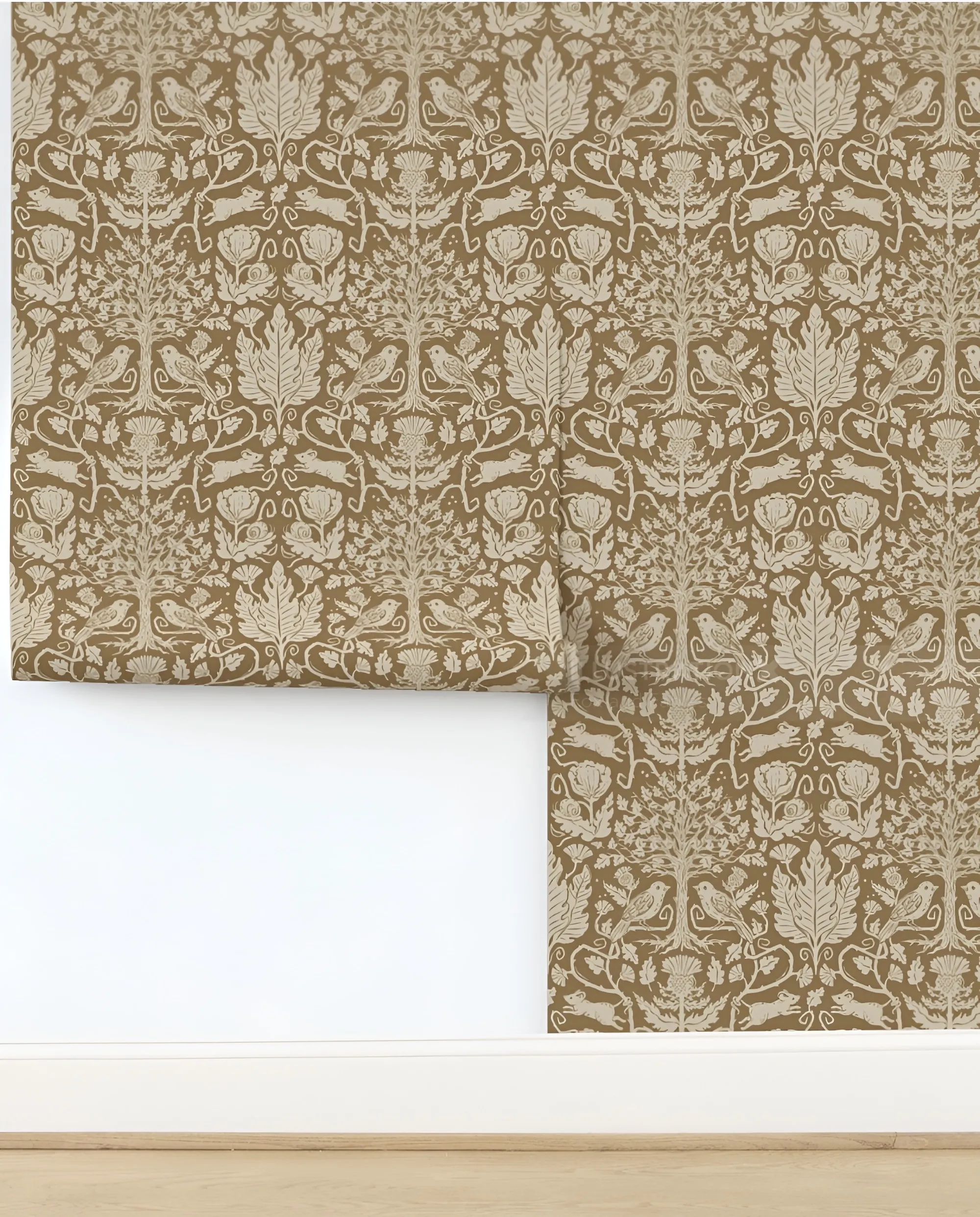 Detailed vintage floral damask pattern wallpaper by Fox and Fables