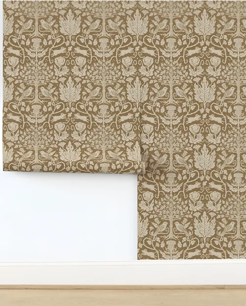 Detailed vintage floral damask pattern wallpaper by Fox and Fables