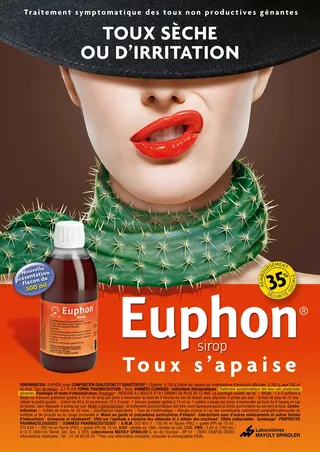 Euphon cough syrup ad with woman wearing cactus scarf Frank Neidhardt