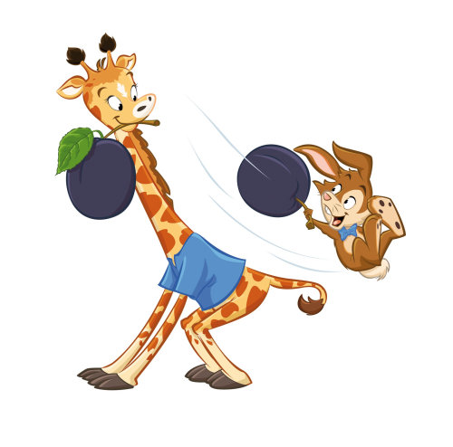 Cartoon & Humour giraffee with berry
