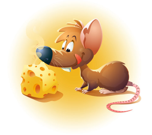 Cartoon & Humour mouse with cheese
