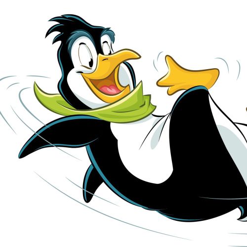 Cartoon & Humour sliding penguin

