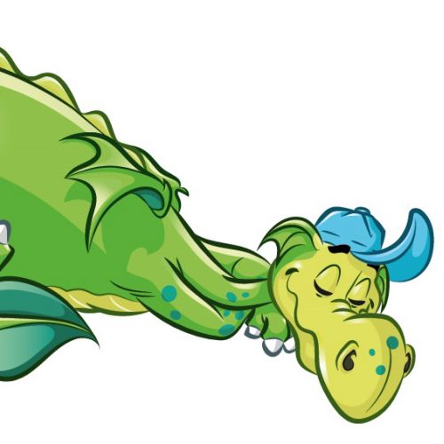 Cartoon & Humour sleeping green dragon
