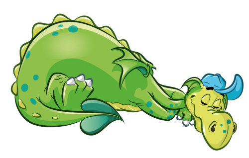 Cartoon & Humour sleeping green dragon
