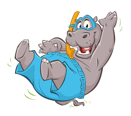 Cartoon & Humour Hippo diving
