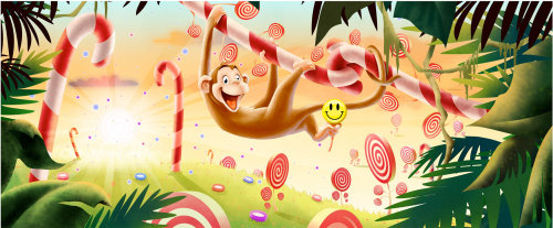 Cartoon & Humour monkey in candy world
