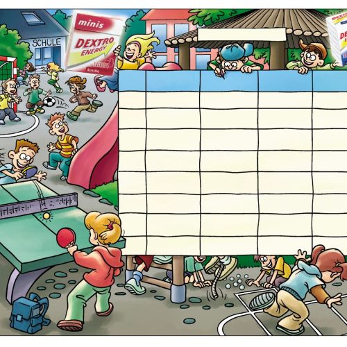 cartoon illustration of school timetable 

