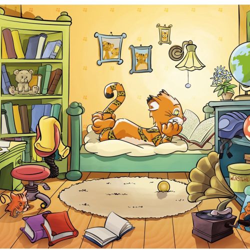 Tiger relaxing illustration for children book
