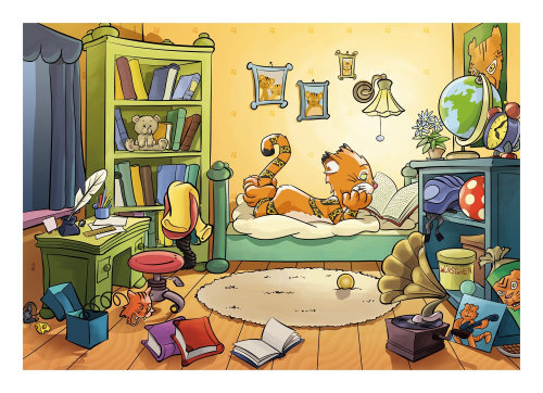 Tiger relaxing illustration for children book