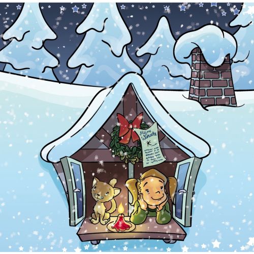 Christmas wishes children book illustration