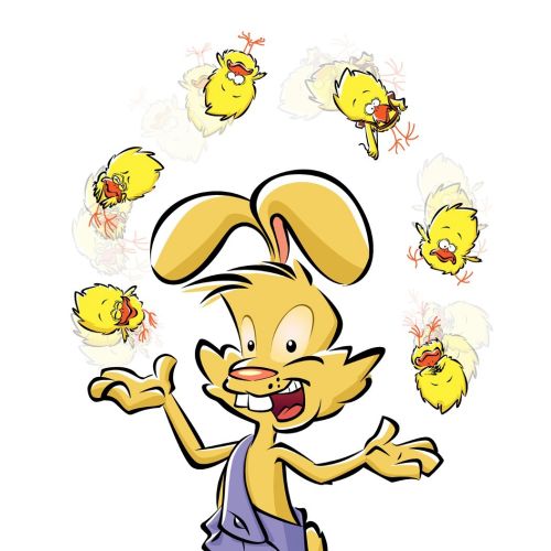 Cartoon & Humour rabbit with chicks

