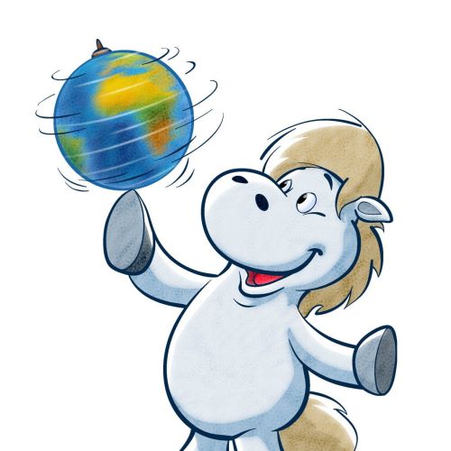 Cartoon & Humour horse with globe
