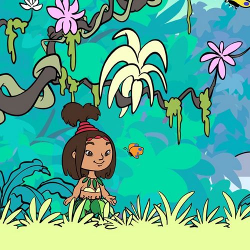 Cartoon & Humour girl in jungle
