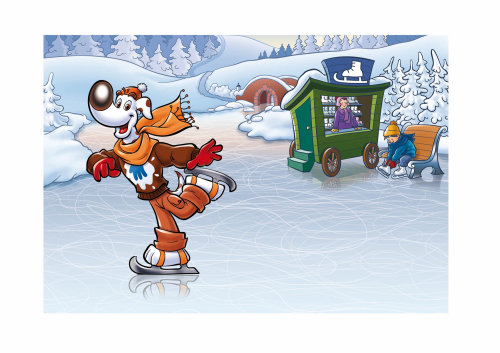 Cartoon & Humour Dog ice skating
