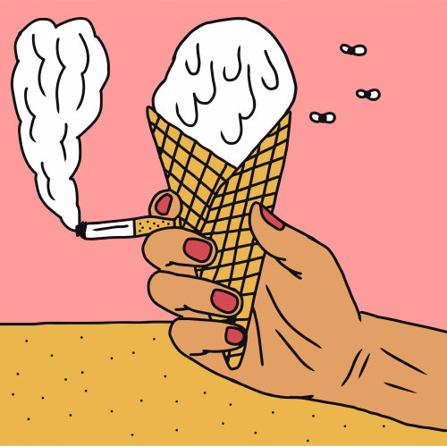 smoking, ice-cream, beach
