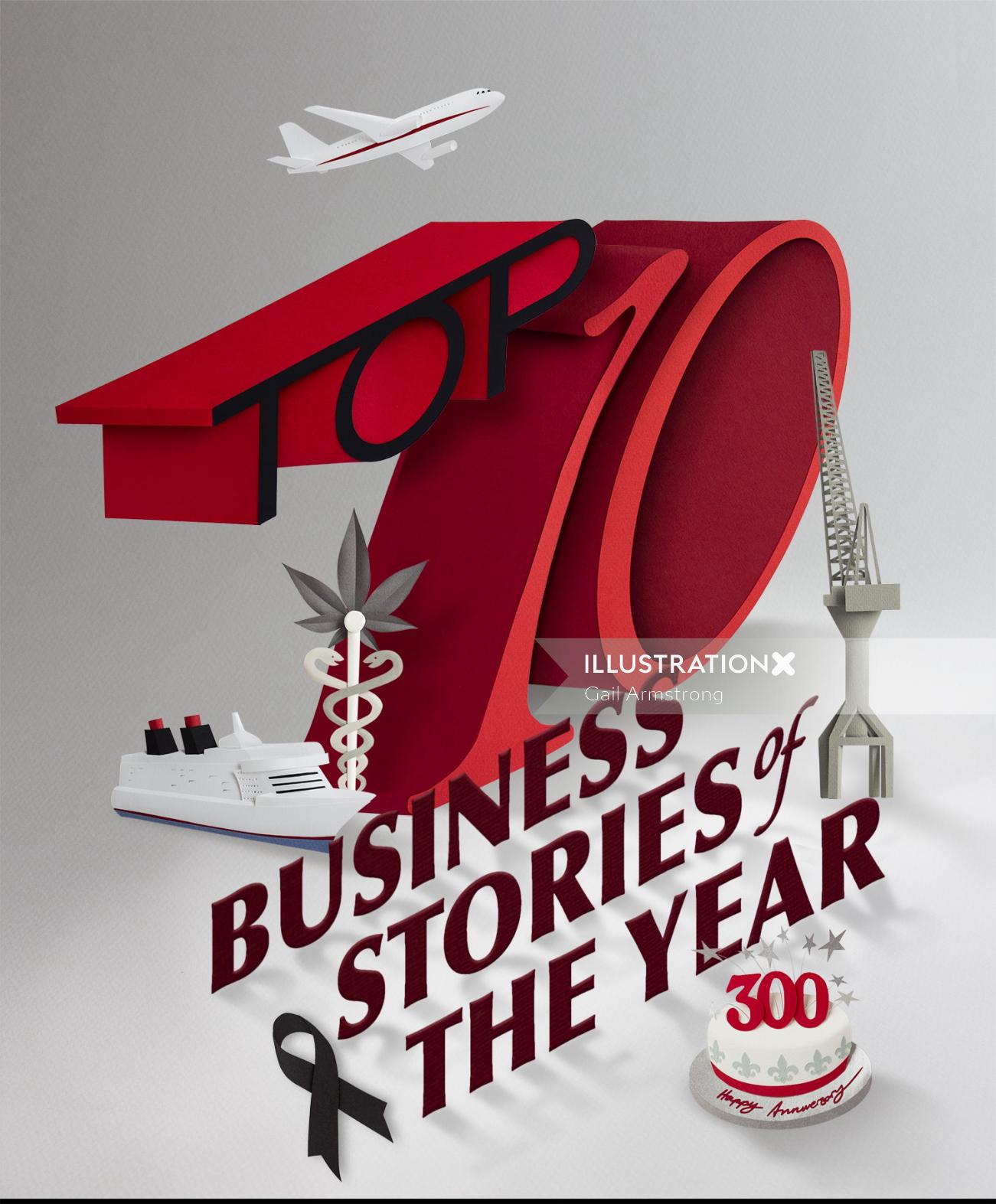 Tipografia de histórias de negócios do ano por Gail Armstrong