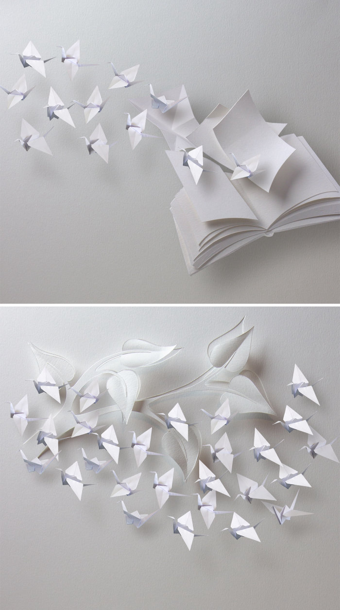 Birds paper art illustration