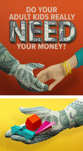 Mãos feitas de dinheiro para ilustração de apoio financeiro dos pais