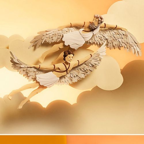 Paper art angels flying
