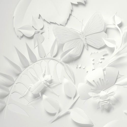 paper art insects with  foliage

